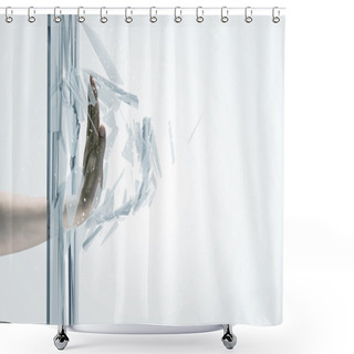 Personality  Man Breaking Glass Shower Curtains