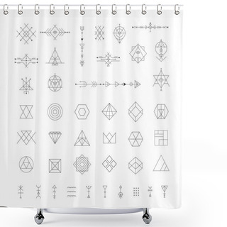 Personality  Set Of Vector Trendy Geometric Icons Shower Curtains
