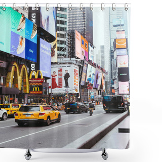 Personality  TIMES SQUARE, NEW YORK, USA - OCTOBER 8, 2018: Urban Scene With Crowded Times Square In New York, Usa Shower Curtains