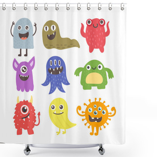 Personality  Cute Monsters Vector Set. Shower Curtains