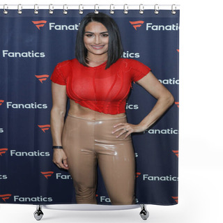 Personality  American Professional Wrestler Brie Bella Arrives At Michael Rubin's Fanatics Super Bowl Party 2022 Held At 3Labs On February 12, 2022 In Culver City, Los Angeles, California, United States.  Shower Curtains
