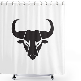 Personality  Face Black Cow Strong Logo Design Vector Graphic Symbol Icon Sign Illustration Creative Idea Shower Curtains