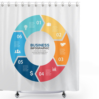 Personality  Vector Circle Arrows For Infographic. Template For Diagram, Graph, Presentation And Chart. Business Concept With 6 Options, Parts, Steps Or Processes. Abstract Background. Shower Curtains
