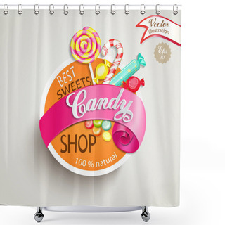 Personality  Candy Shop Label Shower Curtains