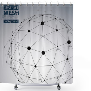 Personality  Spatial Technological Shape, Polygonal Black And White Eps8 Wire Shower Curtains