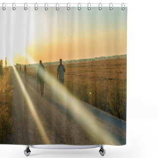 Personality  Picturesque Countryside In Northern Spain, Europe. Famous Camino De Santiago Walking Road Shower Curtains