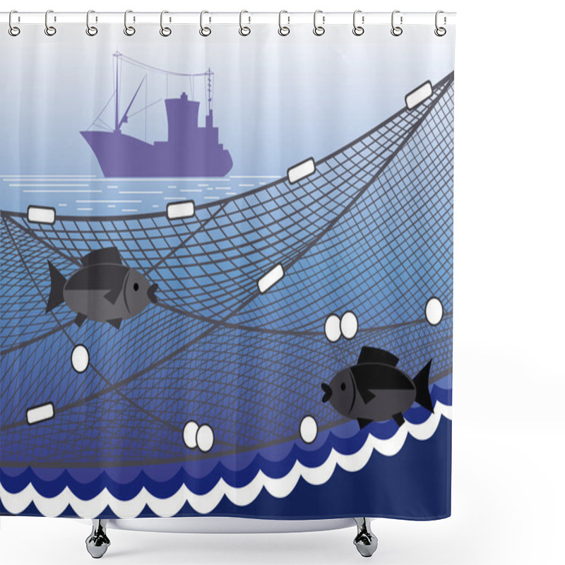 Personality  Fishing in the sea shower curtains