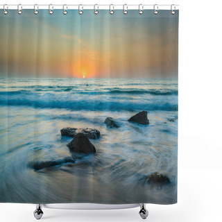 Personality  Soft Sunrise Seascape With A Hint Of Orange At Killcare Beach On The Central Coast, NSW, Australia. Shower Curtains