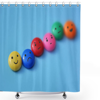 Personality  A Variety Of Human Emotions: Joy, Serenity, Anger, Sadness On Colored Balls Shower Curtains