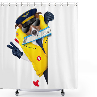 Personality  Check In Dog Shower Curtains