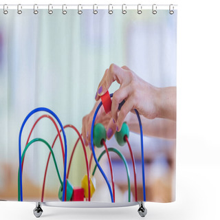 Personality  Close Up Of Colorful Wooden Toy For Learning And Socialization  Shower Curtains