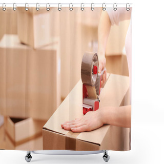 Personality  Packing Boxes Close-up Shower Curtains