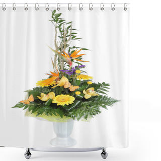 Personality  Florist Designed Bouquet, Gerbera Flowers And Pale Yellow Orchid Shower Curtains