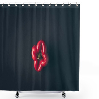 Personality  Top View Of Red Bell Pepper On Gray Table Shower Curtains