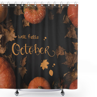 Personality  Pumpkins And Dried Leaves Shower Curtains