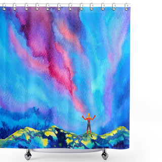 Personality  Human And Spirit Powerful Energy Connect To The Universe Power Shower Curtains