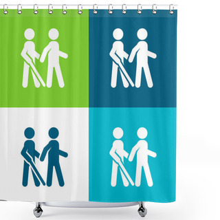 Personality  Blind Flat Four Color Minimal Icon Set Shower Curtains