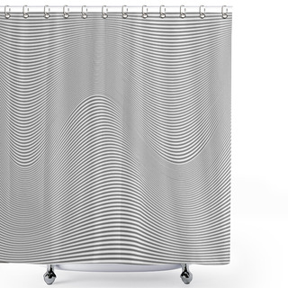 Personality  Black And White Wave Stripe Background - Simple Texture For Your Design. EPS10 Vector Illustration Background Shower Curtains