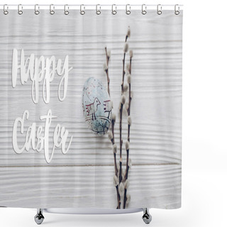 Personality  Easter Card With Egg And Willow Buds Shower Curtains