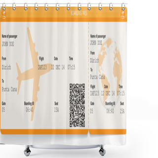 Personality  Vector Image Of Airline Boarding Pass Ticket Shower Curtains