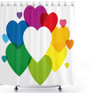 Personality  Rainbow Colored Hearts Shower Curtains