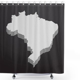 Personality  Brazil Map In Gray On A Black Background 3d Shower Curtains