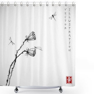 Personality  Heads Of A Dry Lotus Flowers Shower Curtains