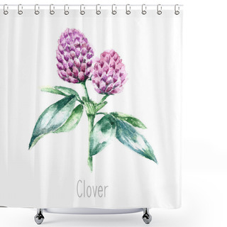Personality  Watercolor Clover Herb. Shower Curtains