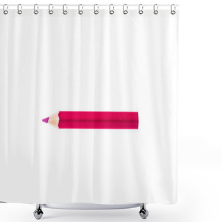Personality  One Colored Red Pencil Isolated On White Background. Shower Curtains