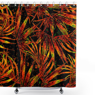 Personality  Tropical Seamless Pattern. Watercolor Chaotic Palm Shower Curtains