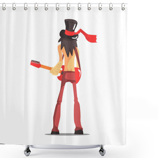Personality  Rock Band Member Funny Character From The Back Wearing Top Hat Shower Curtains