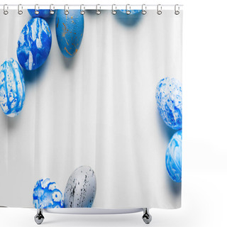 Personality  Blue Easter Eggs Isolated On White. Shower Curtains