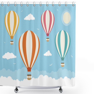 Personality  Hot Air Balloons Flying Above The Clouds Shower Curtains