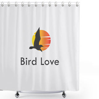 Personality  Logo Design Template, With A Bird In Flight Icon, With A Moon Silhouette Light Shower Curtains