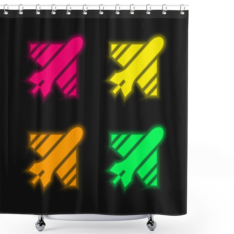 Personality  Airplane Four Color Glowing Neon Vector Icon Shower Curtains