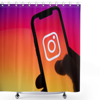 Personality  LONDON, UK - June 2020: An Instagram Logo On The Screen Of A Smartphone. Shower Curtains