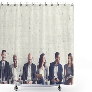 Personality  Group Of People Brainstorming, Discuss And Planning Something Shower Curtains