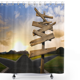 Personality  Crossroads With Confusing Directional Arrow Sign Shower Curtains