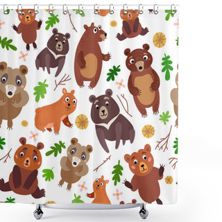 Personality  Bear Forest Seamless Pattern. A Woodland Animals Shower Curtains