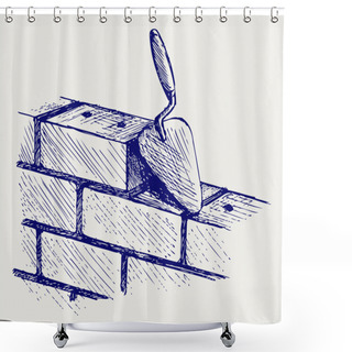 Personality  Trowel And Bricks Shower Curtains