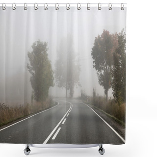 Personality  Picture Presenting Foggy Road Shower Curtains