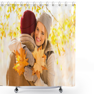 Personality  Couple In Autumn Forest Shower Curtains