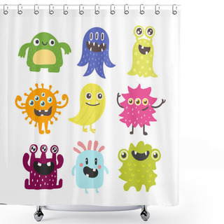 Personality  Cute Monsters Vector Set. Shower Curtains