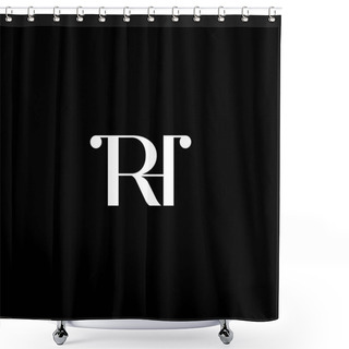 Personality  R H Letter Logo Abstract Design On Black Color Background. Rh Monogram Shower Curtains