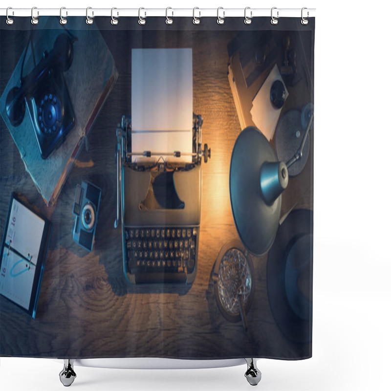 Personality  Retro  Journalist's Desk Shower Curtains