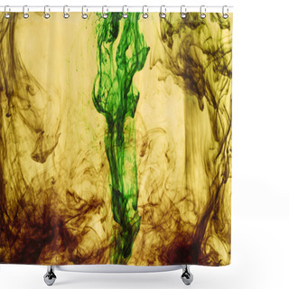Personality  Full Frame Of Yellow And Green Paint Splashes And Swirls Shower Curtains