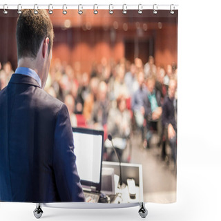 Personality  Speaker Giving A Talk At Business Conference Meeting. Shower Curtains