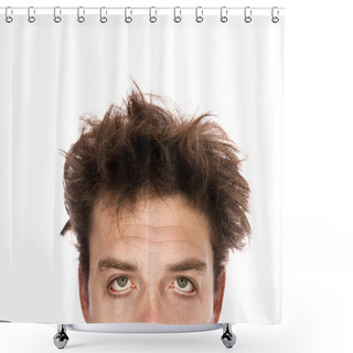 Personality  Exhausted Man Isolated On White Shower Curtains