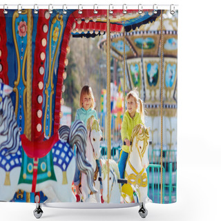 Personality  Girls Riding On Merry-go-round Shower Curtains