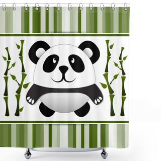 Personality  Little Panda And Bamboo. Vector Illustration. Shower Curtains